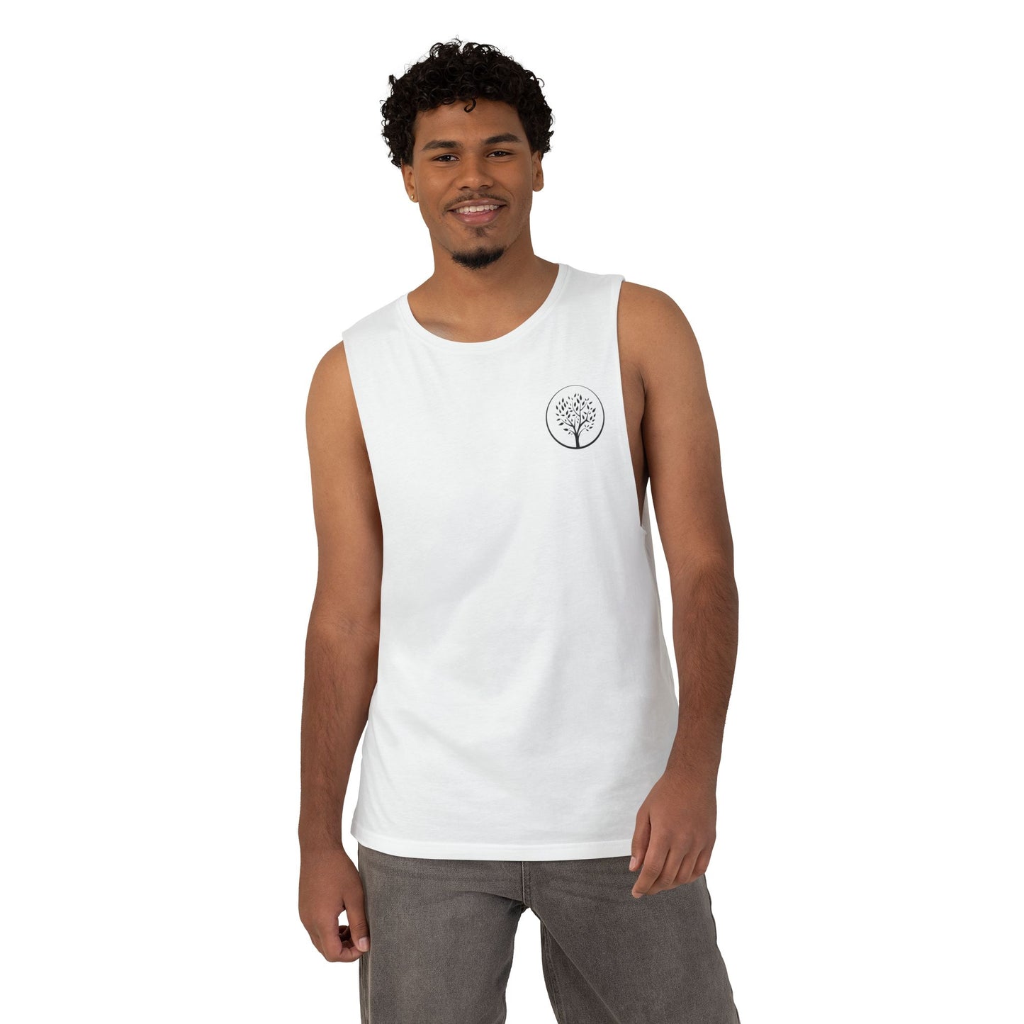 Minimal Tree Circle Tank Top — Simple Nature Graphic Sleeveless Shirt